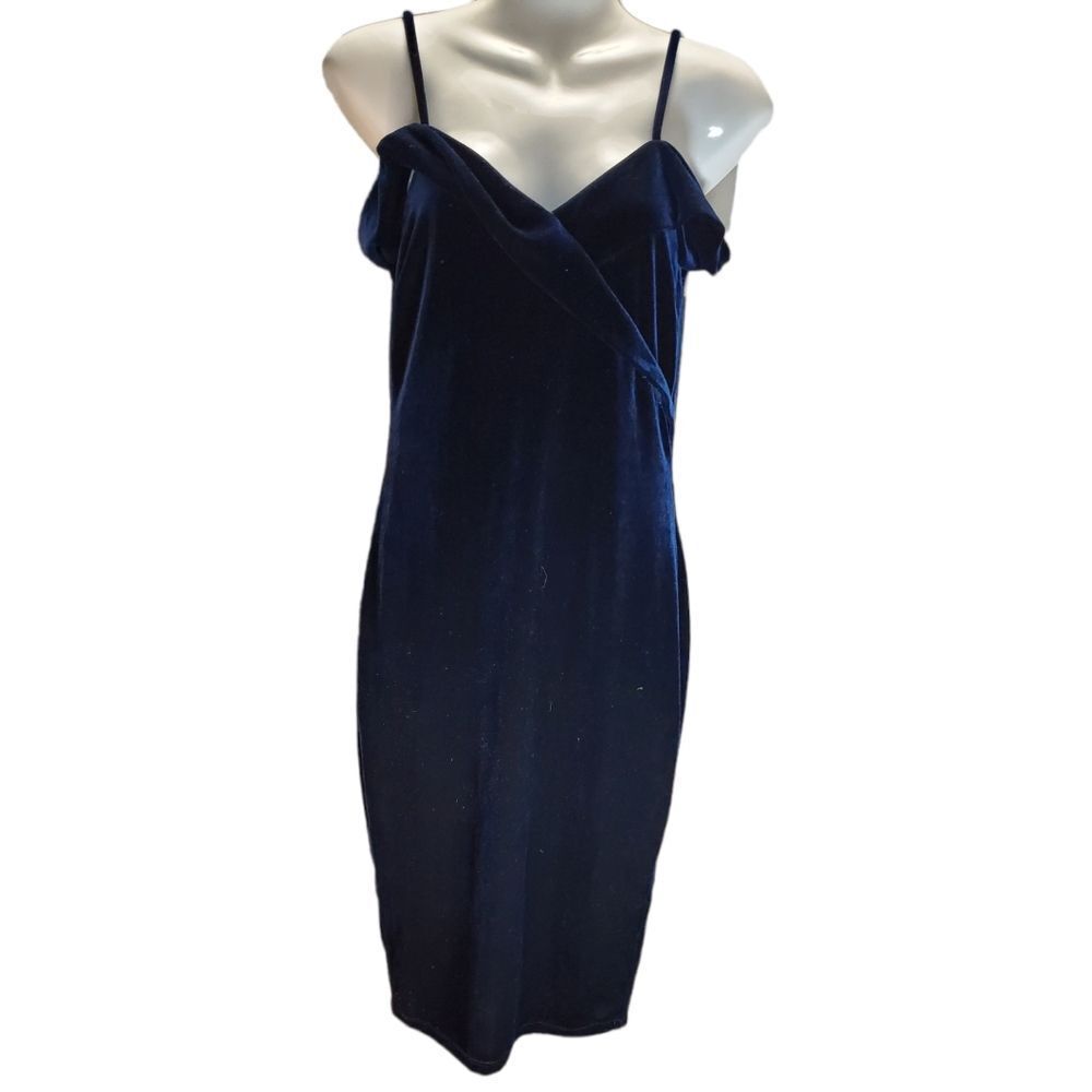 WINDSOR blue velvet bodycon S/M